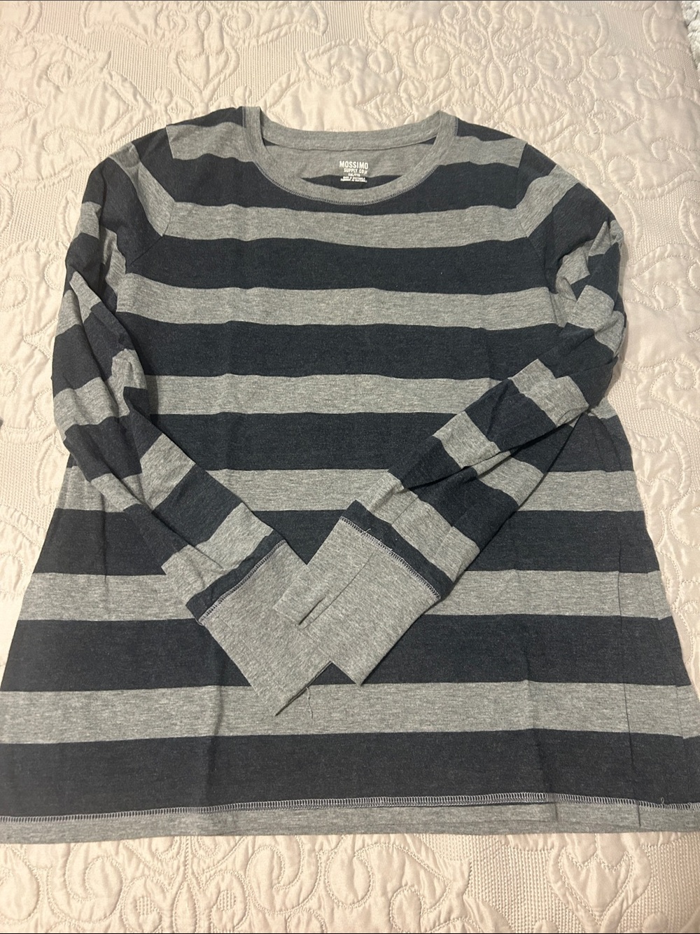 Old Navy Women’s Crewneck Striped Sweater - Gray & Black